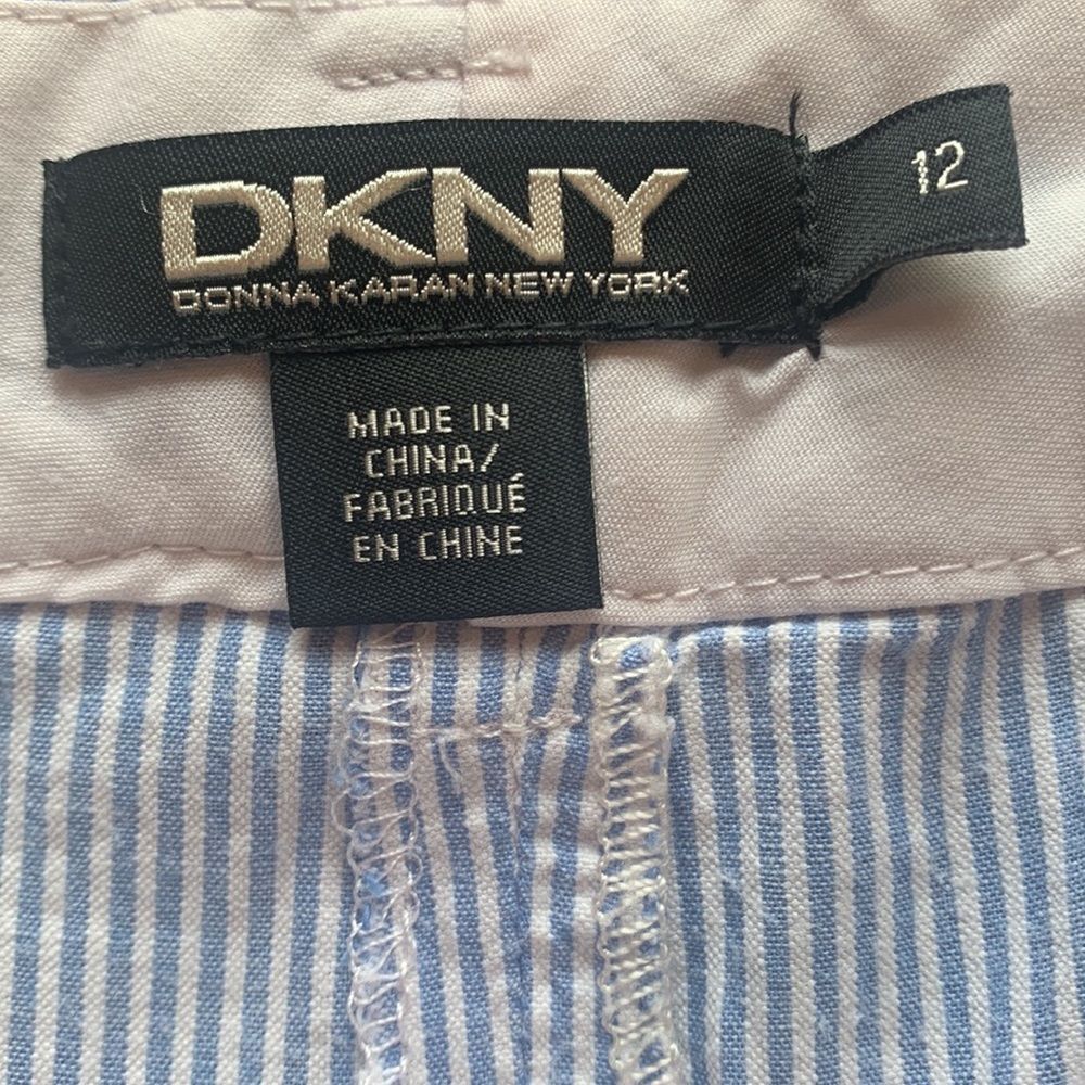 DKNY Blue White Stripe Cuffed Shorts 100% Cotton Size 12 - Picture 5 of 7